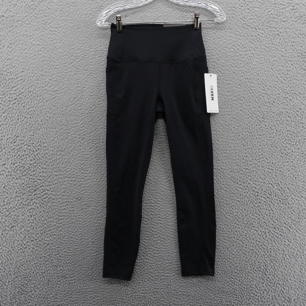 RBX Active Womens High Waisted Ankle Leggings‎ Black Side Pockets NEW